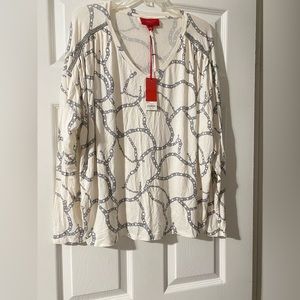 @@ JENNIFER LOPEZ @@ Embroidered Ruched Long Sleeve Tee. Size XXL